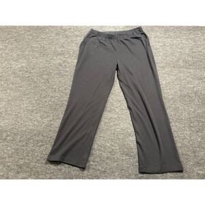 Lands End Sport Knit Pants Womens XL Black Straight Leg Cotton Pockets Travel